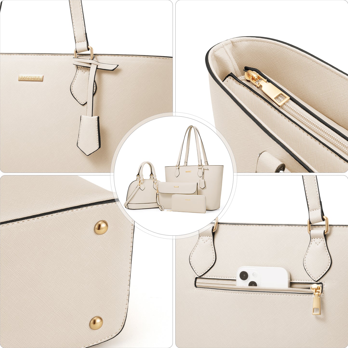 Women Handbags Set 4pcs Purses for Women Tote Bags Satchel Shoulder Bag Wristlet Bag Clutch Purse for Women