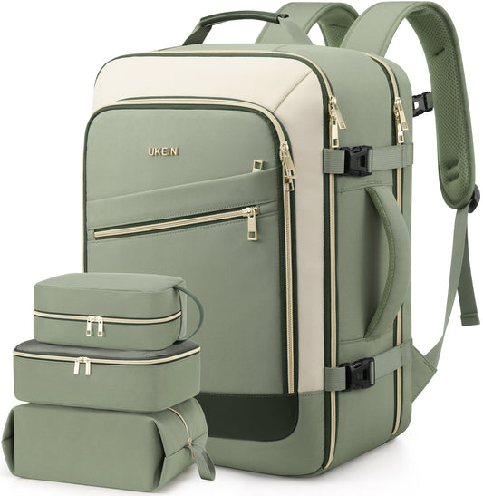 UKEIN Travel Backpack for Women Carry On Backpack Flight Approved 40L Personal Item Backpack Water Proof Backpack with Packing Cubes and Shoe Pocket