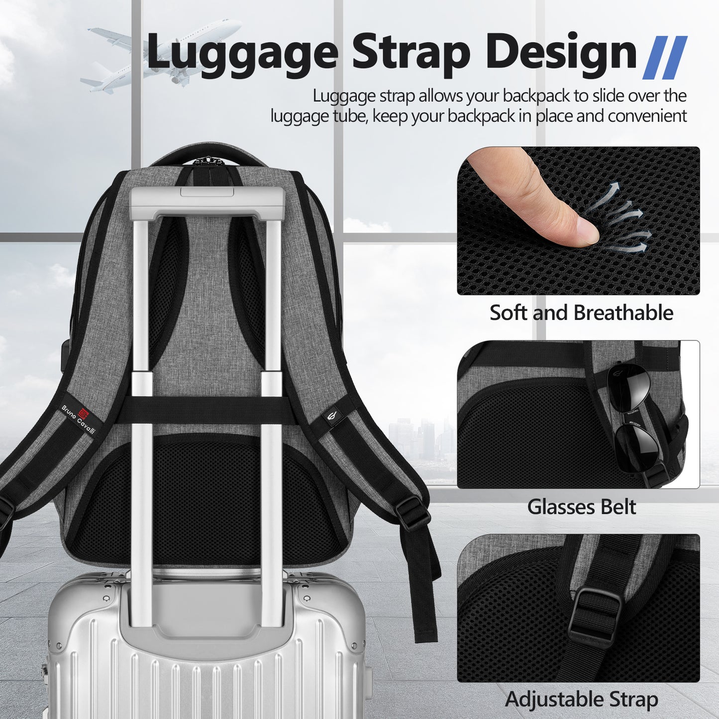 UKEIN Laptop Backpack with USB Charging Port Water Resistant Travel Work Business Laptop Backpack for Men
